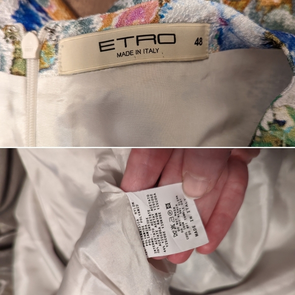 Etro Metallic Floral Pearlescent Sheath Dress - Picture 9 of 9